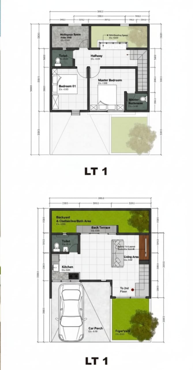 Denah Rumah 2 Lantai TYPE 75